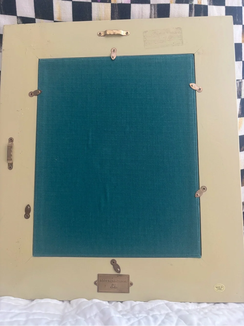 MacKenzie-Childs parchment frame in Gold, Cream, Tan and Green parchment design